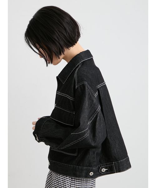 MIESROHE(ミースロエ)の「【洗える】ミドルカットデニムジャケット(デニムジャケット・レディース・ブルー/ブラック/ホワイト・F)」の10枚目の写真
