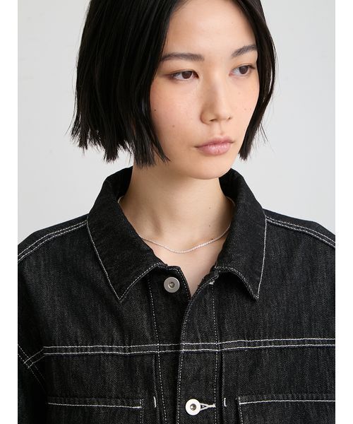 MIESROHE(ミースロエ)の「【洗える】ミドルカットデニムジャケット(デニムジャケット・レディース・ブルー/ブラック/ホワイト・F)」の11枚目の写真