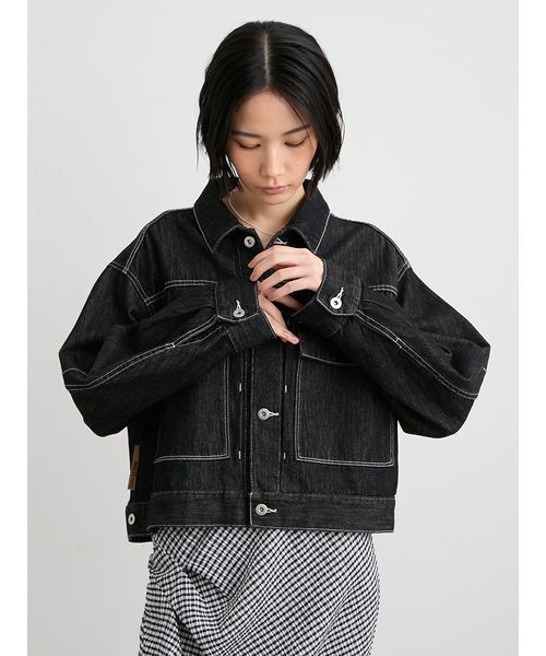 MIESROHE(ミースロエ)の「【洗える】ミドルカットデニムジャケット(デニムジャケット・レディース・ブルー/ブラック/ホワイト・F)」の17枚目の写真