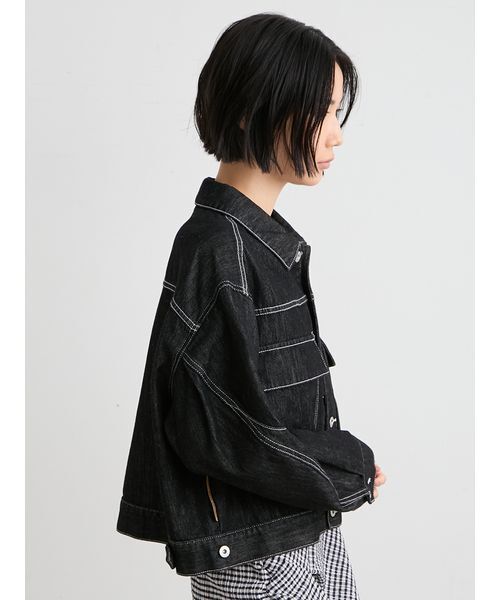 MIESROHE(ミースロエ)の「【洗える】ミドルカットデニムジャケット(デニムジャケット・レディース・ブルー/ブラック/ホワイト・F)」の20枚目の写真