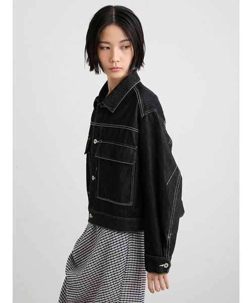 MIESROHE(ミースロエ)の「【洗える】ミドルカットデニムジャケット(デニムジャケット・レディース・ブルー/ブラック/ホワイト・F)」の22枚目の写真
