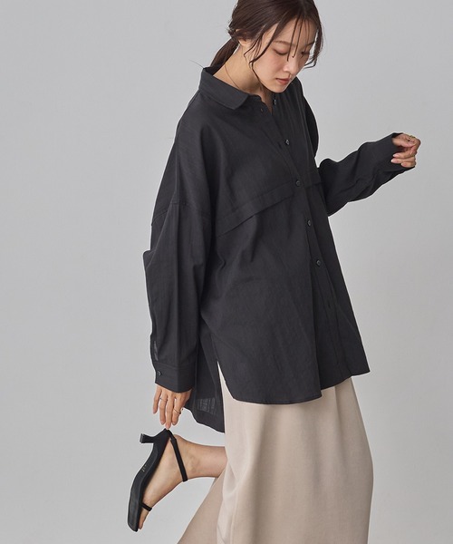 hunch(ハンチ)の「スラブ オーバーサイズシャツ(シャツ/ブラウス・レディース・チャコール/オフホワイト/ライトイエロー・FREE)」の18枚目の写真