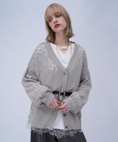 HARE（ハレ）の「キリカエコットンミドルカーディガン(HARE)（カーディガン/ボレロ・レディース・ブラック/グレー/ブルー・FREE）」の3枚目の写真