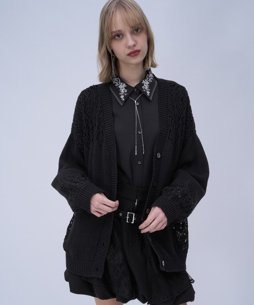 HARE（ハレ）の「キリカエコットンミドルカーディガン(HARE)（カーディガン/ボレロ・レディース・ブラック/グレー/ブルー・FREE）」の2枚目の写真