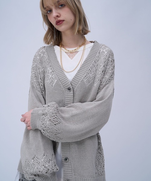 HARE（ハレ）の「キリカエコットンミドルカーディガン(HARE)（カーディガン/ボレロ・レディース・ブラック/グレー/ブルー・FREE）」の14枚目の写真