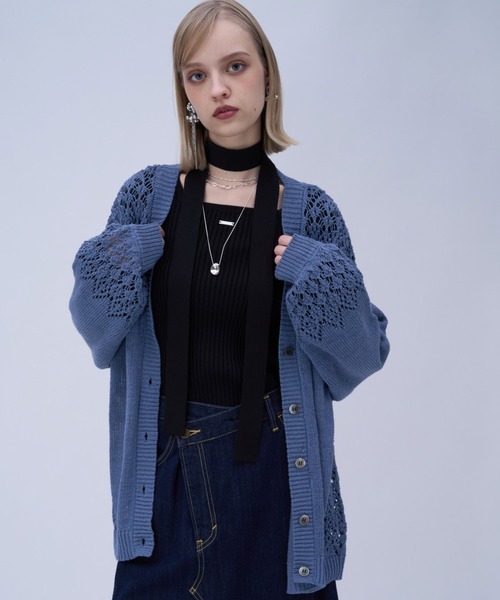 HARE（ハレ）の「キリカエコットンミドルカーディガン(HARE)（カーディガン/ボレロ・レディース・ブラック/グレー/ブルー・FREE）」の17枚目の写真