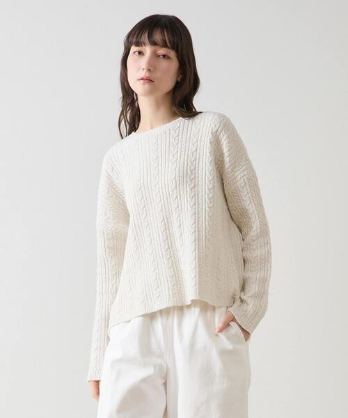 LOGEMENT DE CLAIRE(ロジュモンドクレール)の「2WAYクルーネックカーディガン&プルオーバー(カーディガン/ボレロ・レディース・イエロー/オフホワイト/ブラック・FREE)」の2枚目の写真