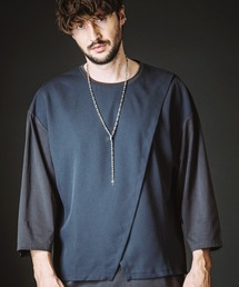 NO ID.（ノーアイディ）の「【NO ID.】Slit Layered 8-Sleeve Big T-shirt / スリット レイヤード 8分袖 ビッグ Tシャツ（Tシャツ/カットソー）」