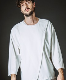 NO ID. | 【NO ID.】Slit Layered 8-Sleeve Big T-shirt / スリット レイヤード 8分袖 ビッグ Tシャツ(Tシャツ/カットソー)