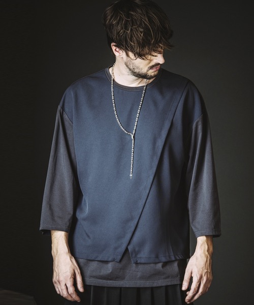 NO ID.（ノーアイディ）の「【NO ID.】Slit Layered 8-Sleeve Big T-shirt / スリット レイヤード 8分袖 ビッグ Tシャツ（Tシャツ/カットソー・メンズ・ブラック/グレー/ホワイト・ONE SIZE）」の15枚目の写真