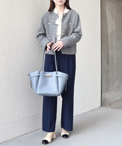 ebure 78,100円24S/Sカラーツイードノーカラークロップドジャケット SHIPS Colors:〈手洗い可能〉ツイードライク クロップド ジャケット 3