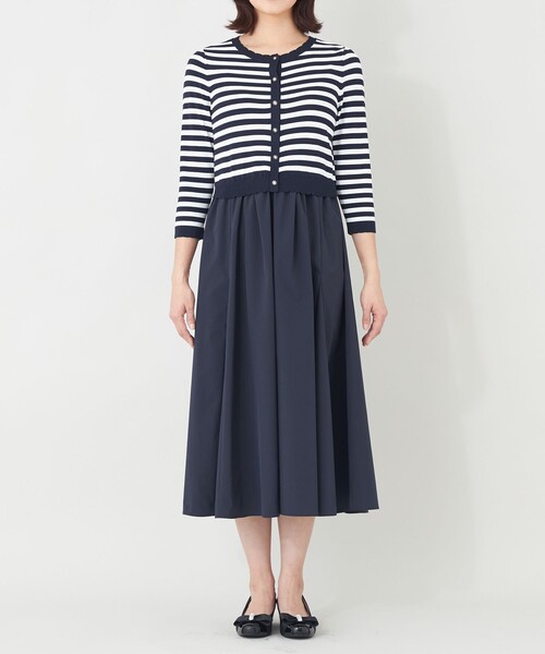 TO BE CHIC(トゥー ビー シック)の「ニットタフタドッキング ワンピース(ワンピース・レディース・ネイビー・40)」の3枚目の写真