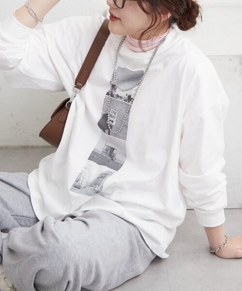 Remind me and forever（リマインドミーアンドフォーエバー）の「レイヤードしやすい丈感◎フォト&ロゴ刺繍ロンT（Tシャツ/カットソー・レディース・アイボリー/オフホワイト・FREE）」の8枚目の写真