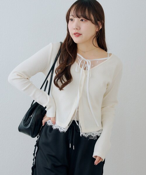 ⭐︎〜13号⭐︎オレボレブラ⭐︎極美⭐︎ 豚さん透かしレースのロングカーディガン　袖広い Another Branch olive des olive（アナザーブランチオリーブデオリーブ