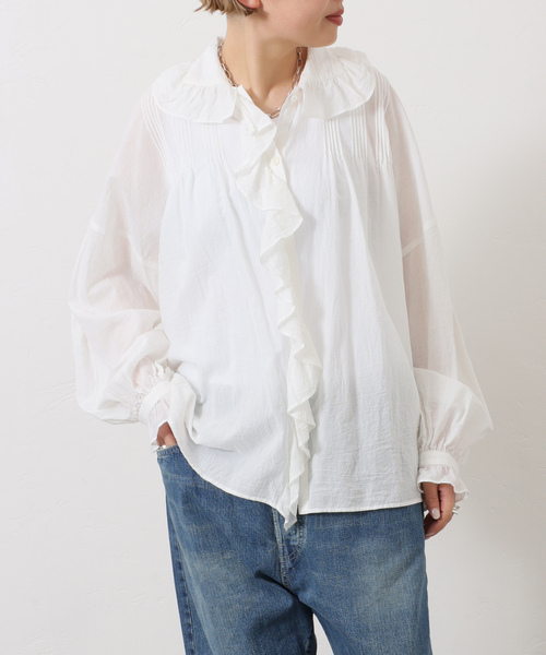 JOURNAL STANDARD LUXE（ジャーナルスタンダード　ラックス）の「80コットンローンフリルブラウス（シャツ/ブラウス・レディース・ホワイト/ブラック・FREE）」の19枚目の写真