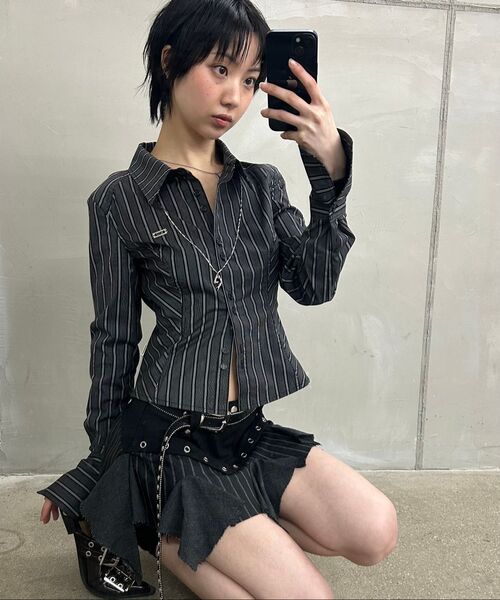 ORDINARY HOLIDAY（オーディナリー ホリデー）の「MULTI STRIPE SLIM FIT SHIRT [CHARCOAL]（シャツ/ブラウス・レディース・その他・FREE）」の5枚目の写真