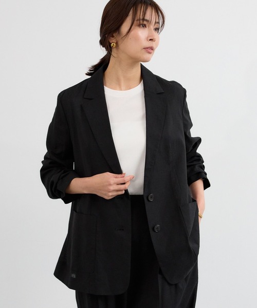 BARNYARDSTORM（バンヤードストーム）の「BARNYARDSTORM / CONFITリネンテーラージャケット＜セットアップ対応＞【『ネルソンさん』YouTubeご紹介アイテム】（テーラードジャケット・レディース・ベージュ/ブラック・M/S）」の8枚目の写真