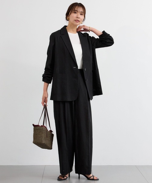 BARNYARDSTORM（バンヤードストーム）の「BARNYARDSTORM / CONFITリネンテーラージャケット＜セットアップ対応＞【『ネルソンさん』YouTubeご紹介アイテム】（テーラードジャケット・レディース・ベージュ/ブラック・M/S）」の12枚目の写真