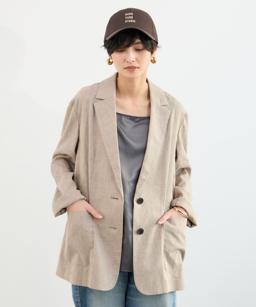 BARNYARDSTORM（バンヤードストーム）の「BARNYARDSTORM / CONFITリネンテーラージャケット＜セットアップ対応＞【『ネルソンさん』YouTubeご紹介アイテム】（テーラードジャケット・レディース・ベージュ/ブラック・M/S）」の13枚目の写真