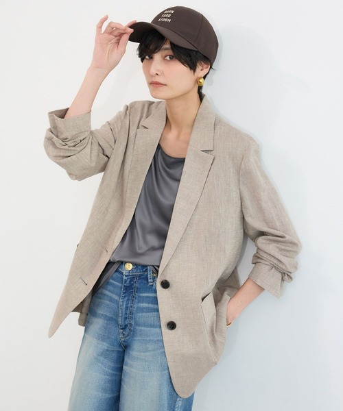 BARNYARDSTORM（バンヤードストーム）の「BARNYARDSTORM / CONFITリネンテーラージャケット＜セットアップ対応＞【『ネルソンさん』YouTubeご紹介アイテム】（テーラードジャケット・レディース・ベージュ/ブラック・M/S）」の14枚目の写真