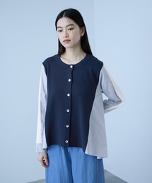 VICKY | 異素材切替クルーネックニットカーディガン≪手洗い可能≫(カーディガン/ボレロ)