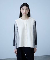 VICKY | 異素材切替クルーネックニットカーディガン≪手洗い可能≫(カーディガン/ボレロ)