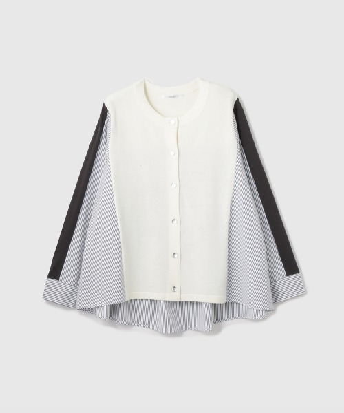 VICKY（ビッキー）の「異素材切替クルーネックニットカーディガン≪手洗い可能≫（カーディガン/ボレロ・レディース・オフホワイト/ネイビー・M）」の17枚目の写真