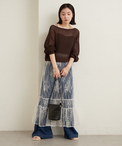 Omekashi（オメカシ）の「メッシュワイドニット（ニット/セーター・レディース・ベージュ/オフホワイト/ブラック/ブラウン・FREE）」の17枚目の写真