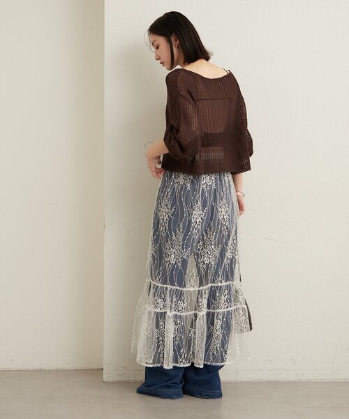 Omekashi（オメカシ）の「メッシュワイドニット（ニット/セーター・レディース・ベージュ/オフホワイト/ブラック/ブラウン・FREE）」の21枚目の写真