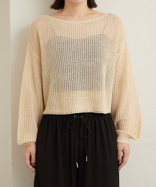 Omekashi（オメカシ）の「メッシュワイドニット（ニット/セーター・レディース・ベージュ/オフホワイト/ブラック/ブラウン・FREE）」の6枚目の写真