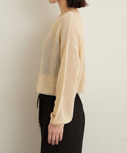Omekashi（オメカシ）の「メッシュワイドニット（ニット/セーター・レディース・ベージュ/オフホワイト/ブラック/ブラウン・FREE）」の7枚目の写真