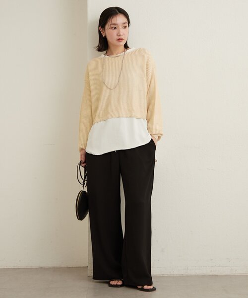 Omekashi（オメカシ）の「メッシュワイドニット（ニット/セーター・レディース・ベージュ/オフホワイト/ブラック/ブラウン・FREE）」の12枚目の写真