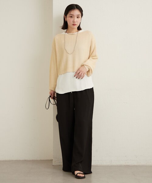 Omekashi（オメカシ）の「メッシュワイドニット（ニット/セーター・レディース・ベージュ/オフホワイト/ブラック/ブラウン・FREE）」の13枚目の写真
