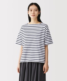 婦人 引き揃え天竺編みボートネック半袖Ｔシャツ