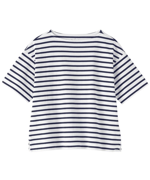 無印良品(ムジルシリョウヒン)の「婦人 引き揃え天竺編みボートネック半袖Tシャツ(Tシャツ/カットソー・レディース・ブルー系/ライトグレー系/ブラウン系/ライトオレンジ系/スモーキーグリーン系/ネイビー系・S/M/L/XL)」の16枚目の写真