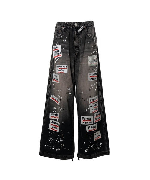 MIHARAYASUHIRO（ミハラヤスヒロ）の「【MIHARAYASUHIRO/ミハラヤスヒロ】DENIM STICKER PANTS/デニムステッカーパンツ（デニムパンツ・レディース・ブラック/インディゴブルー・38/36）」の2枚目の写真