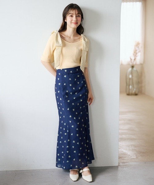 31 Sons de mode(トランテアン ソン ドゥ モード)の「2026春夏新作 ドット×フラワーマーメイドスカート(スカート・レディース・ネイビー/アイボリー/ライトブルー・M/S)」の3枚目の写真