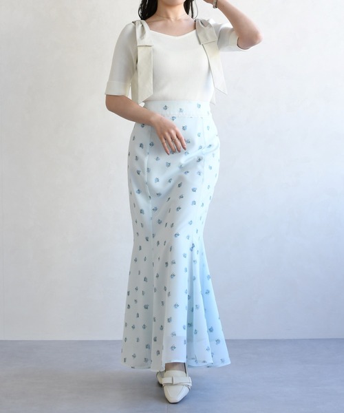 31 Sons de mode(トランテアン ソン ドゥ モード)の「2026春夏新作 ドット×フラワーマーメイドスカート(スカート・レディース・ネイビー/アイボリー/ライトブルー・M/S)」の5枚目の写真