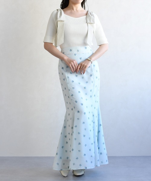 31 Sons de mode(トランテアン ソン ドゥ モード)の「2026春夏新作 ドット×フラワーマーメイドスカート(スカート・レディース・ネイビー/アイボリー/ライトブルー・M/S)」の6枚目の写真