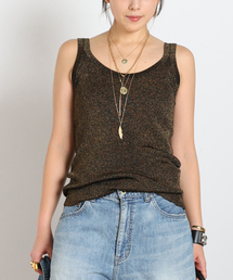 AP STUDIO | メタリックリブニット(ブラック)(タンクトップ)