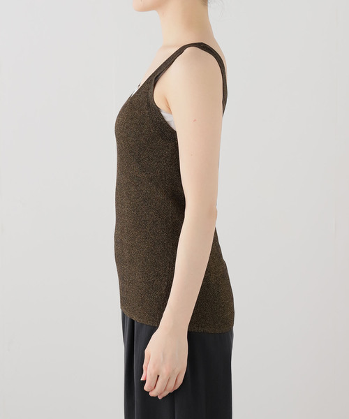 AP STUDIO(エーピーストゥディオ)の「メタリックリブニット(ブラック)(タンクトップ・レディース・ブラック・FREE)」の9枚目の写真