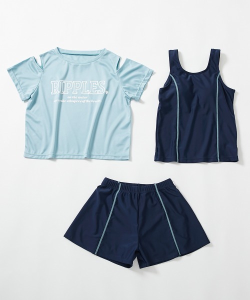 セール】【学校にも遊びにも】UVカット Tシャツ付き スクール水着 3P