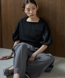 ドッキングパフスリーブニット