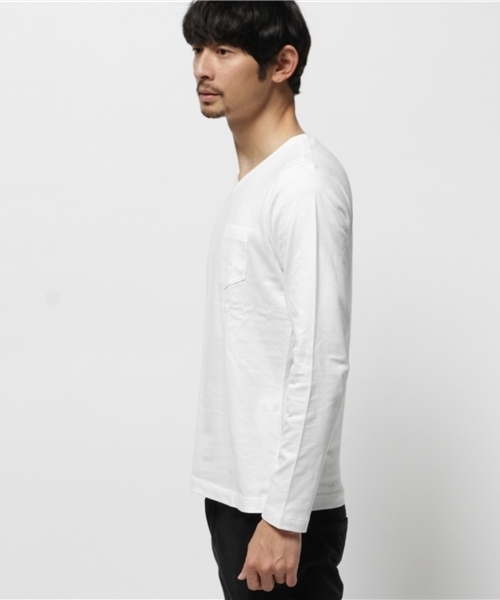 GLOBAL WORK（グローバルワーク）の「【高品質綿使用】スーピマＶネック長袖T/707541（Tシャツ/カットソー・メンズ・ネイビー/グレー/ホワイト・X-LARGE/SMALL/LARGE/MEDIUM）」の4枚目の写真