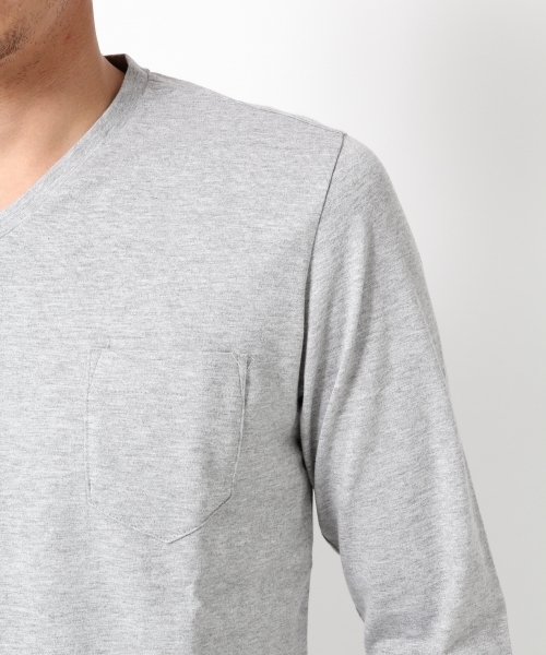 GLOBAL WORK（グローバルワーク）の「【高品質綿使用】スーピマＶネック長袖T/707541（Tシャツ/カットソー・メンズ・ネイビー/グレー/ホワイト・X-LARGE/SMALL/LARGE/MEDIUM）」の14枚目の写真