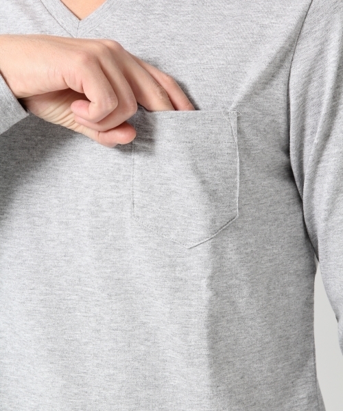 GLOBAL WORK（グローバルワーク）の「【高品質綿使用】スーピマＶネック長袖T/707541（Tシャツ/カットソー・メンズ・ネイビー/グレー/ホワイト・X-LARGE/SMALL/LARGE/MEDIUM）」の15枚目の写真