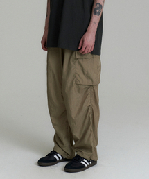Nylon Pin-tuck Cargo Pants - Beige