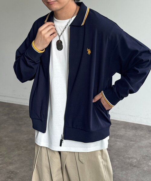 U.S. POLO ASSN.(ユーエスポロアッスン)の「【U.S. POLO ASSN.】鹿の子ジップブルゾン(ブルゾン・メンズ・アイボリー/ブラック/ネイビー/ブラウン・MEDIUM/LARGE)」の1枚目の写真