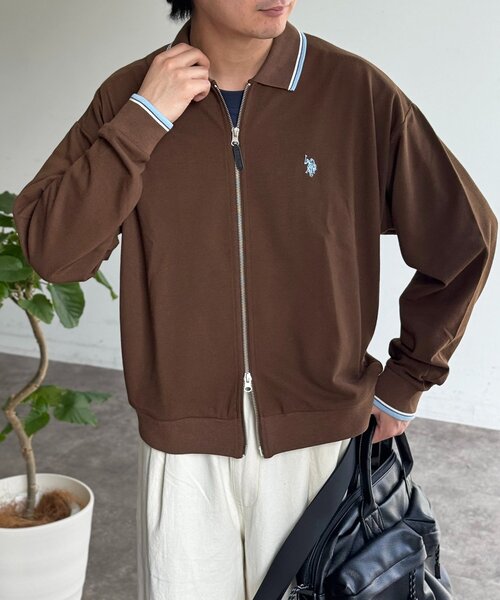 U.S. POLO ASSN.(ユーエスポロアッスン)の「【U.S. POLO ASSN.】鹿の子ジップブルゾン(ブルゾン・メンズ・アイボリー/ブラック/ネイビー/ブラウン・MEDIUM/LARGE)」の4枚目の写真