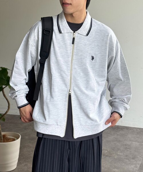 U.S. POLO ASSN.(ユーエスポロアッスン)の「【U.S. POLO ASSN.】鹿の子ジップブルゾン(ブルゾン・メンズ・アイボリー/ブラック/ネイビー/ブラウン・MEDIUM/LARGE)」の2枚目の写真